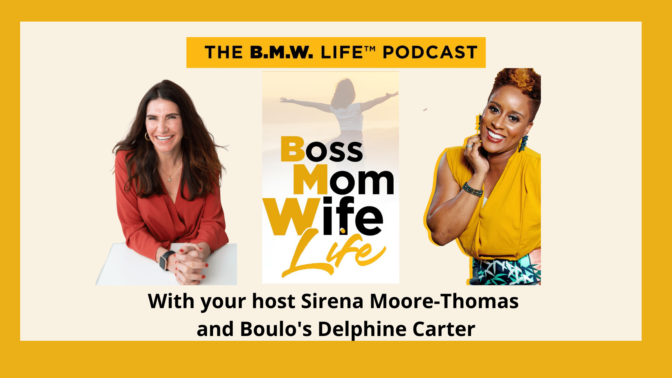 Cover navy background with HOH Military Spouse Professional Network (MSPN) logo host Debbra Hooks photo and Boulo's Founder & CEO, Delphine Carter's photo for their discussion and news blog
