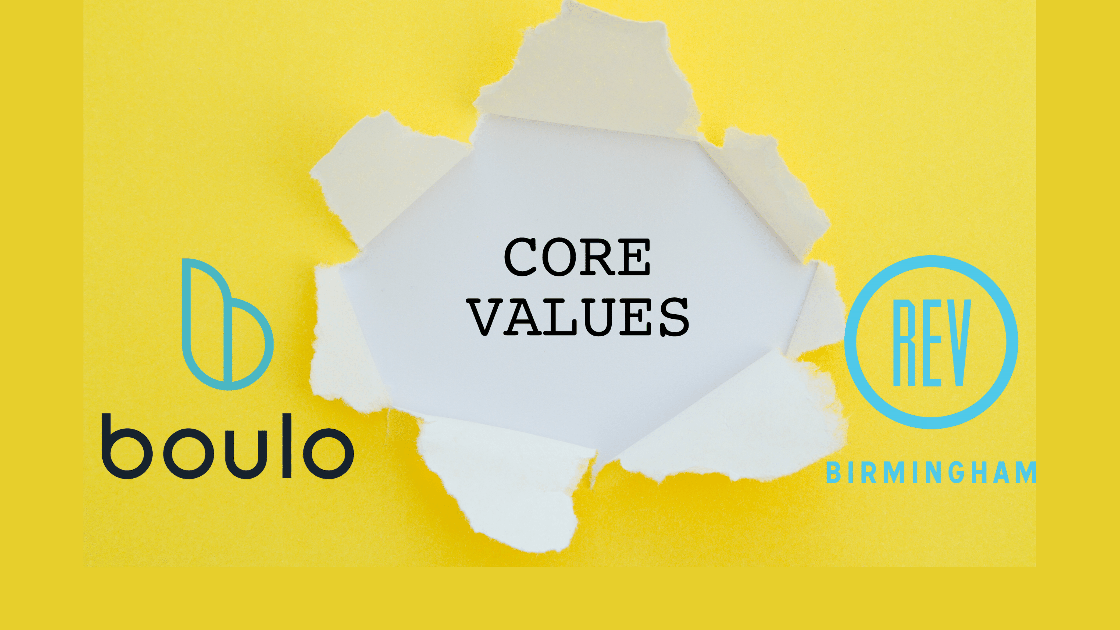 Boulo logo text Core Values Rev Birmingham logo