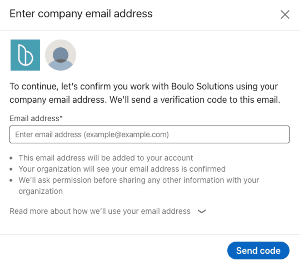 Step 6: Enter the Company Email Address