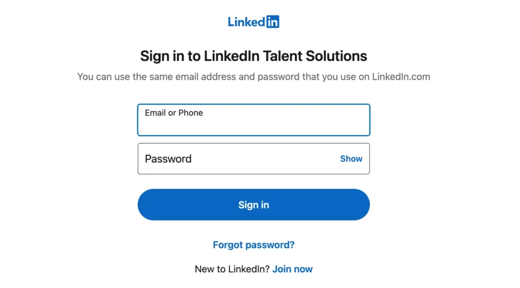 Step 2: Sign in to LinkedIn Talent Solutions